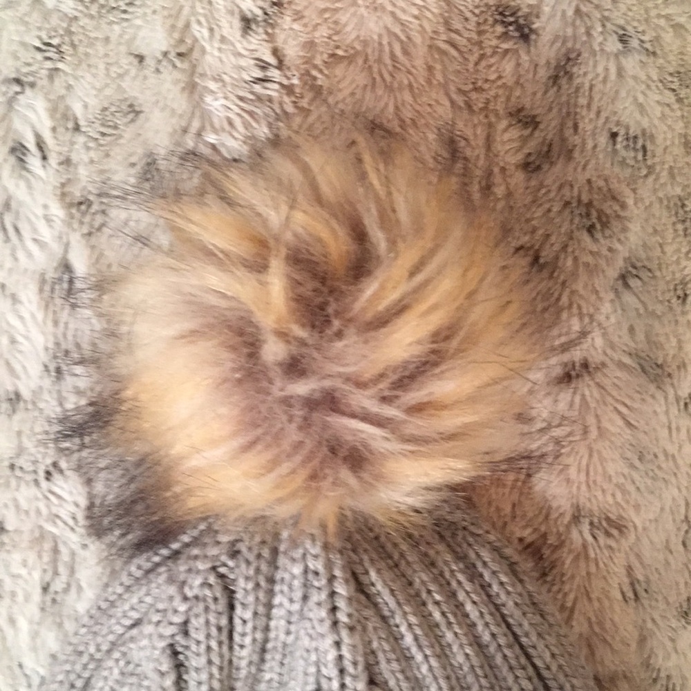 J. Crew Gray and Brown Ribbed Knit Hat with Pom-Pom - Picture 7 of 13